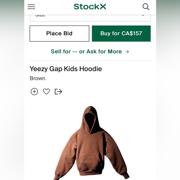 YEEZY Gap Kids Brown Hoodie size XS - Picture 8 of 8
